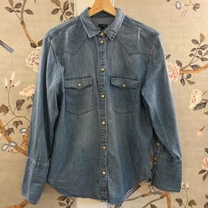 J.Crew Garçon blue jean denim button up shirt, 8, western, mid heavy weight